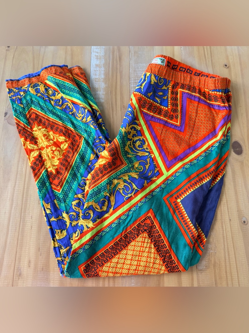 Vintage LARGE Flying Tomato Boho Indian Style Pants, Whimsical, Chic, Colorful